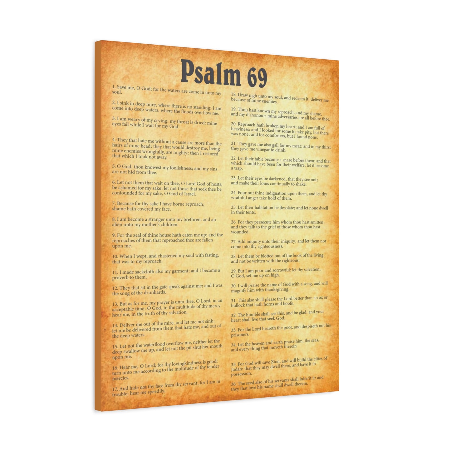 Scripture Walls Psalm 69 Gold Bible Chapter Canvas Christian Wall Art Ready to Hang