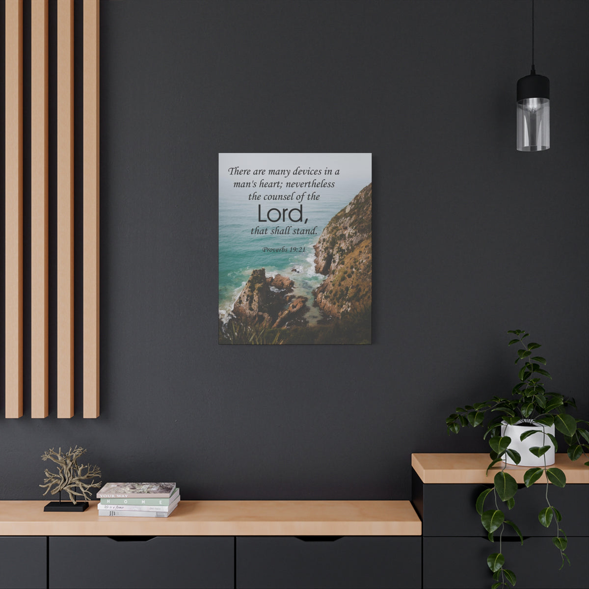 Scripture Canvas The Counsel of The Lord Proverbs 19:21 Christian Wall Art Bible Verse Print Ready to Hang