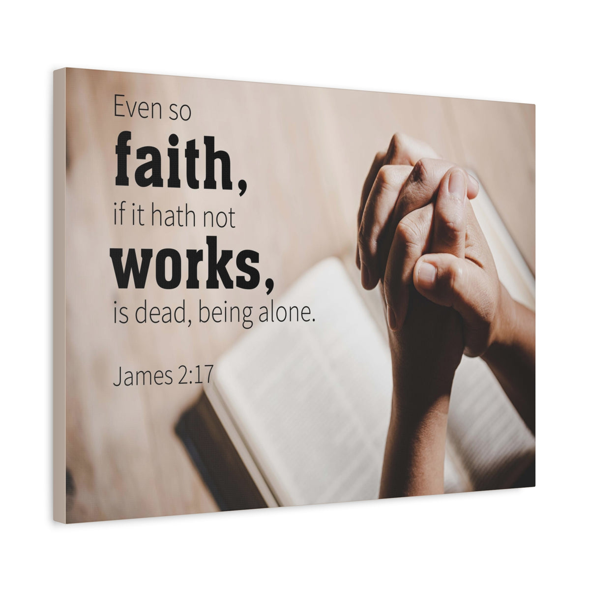 Scripture Canvas Faith Works James 2:17 Christian Wall Art Bible Verse Print Ready to Hang