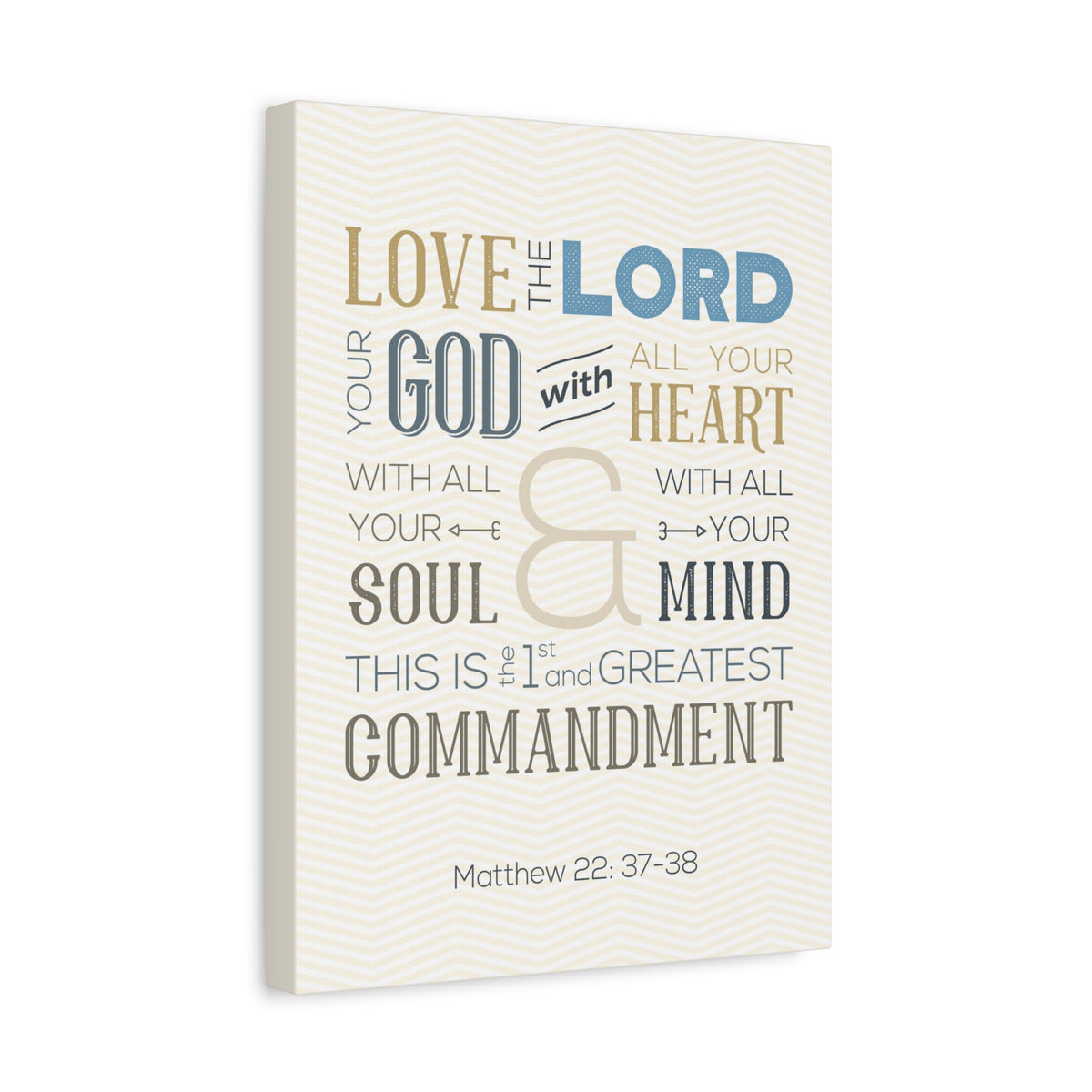 Scripture Canvas Love The Lord Matthew 22:37-38 Christian Wall Art Bible Verse Print Ready to Hang