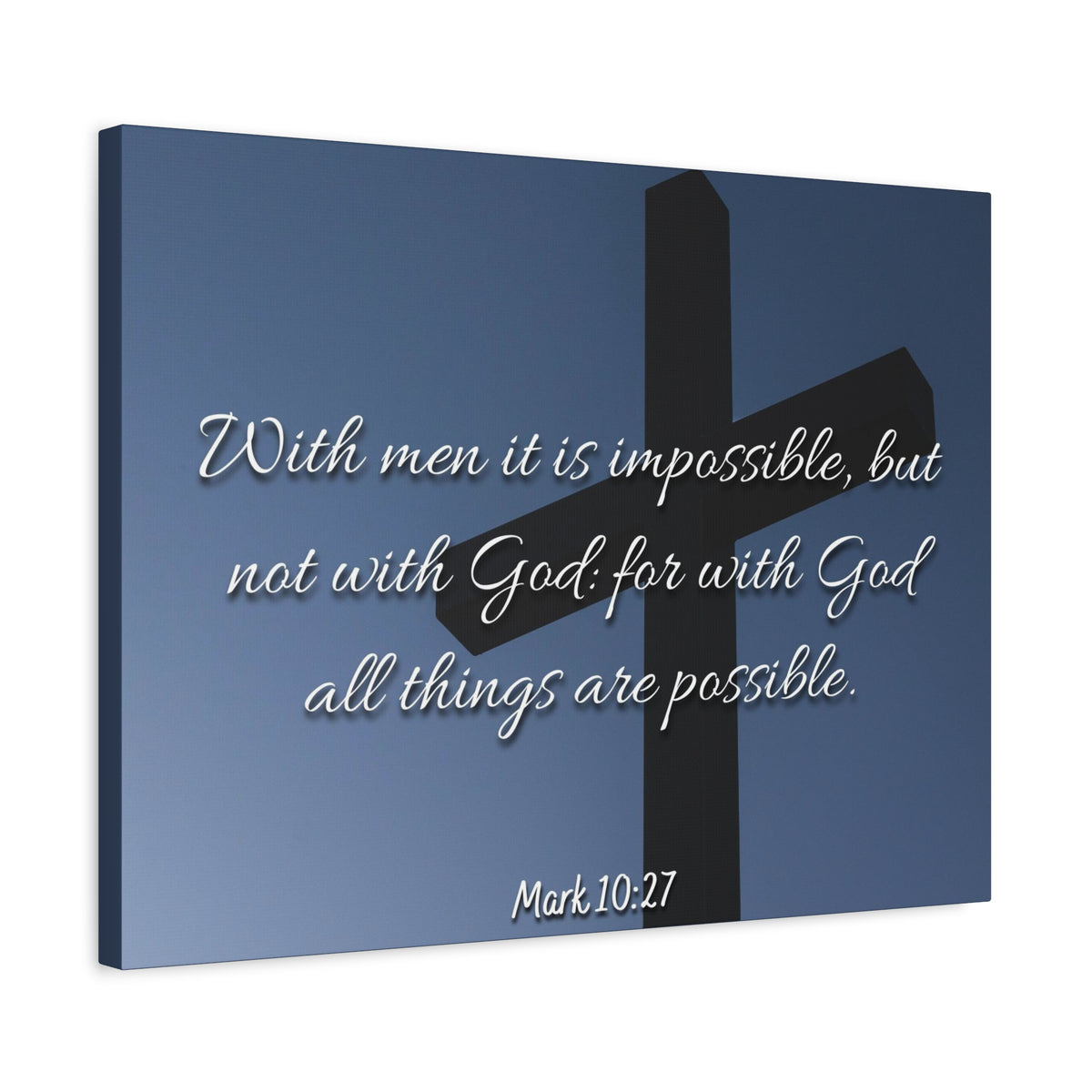 Scripture Canvas Possible Mark 10:27 Christian Wall Art Bible Verse Print Ready to Hang