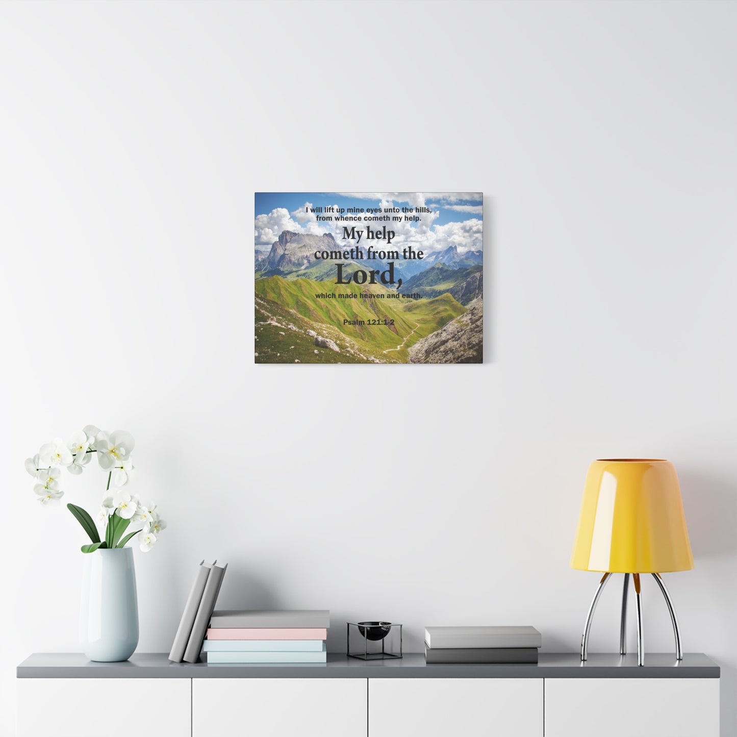 Bible Verse Canvas My Help is God Psalm 121:1-2 Wall Art Christian Home Decor