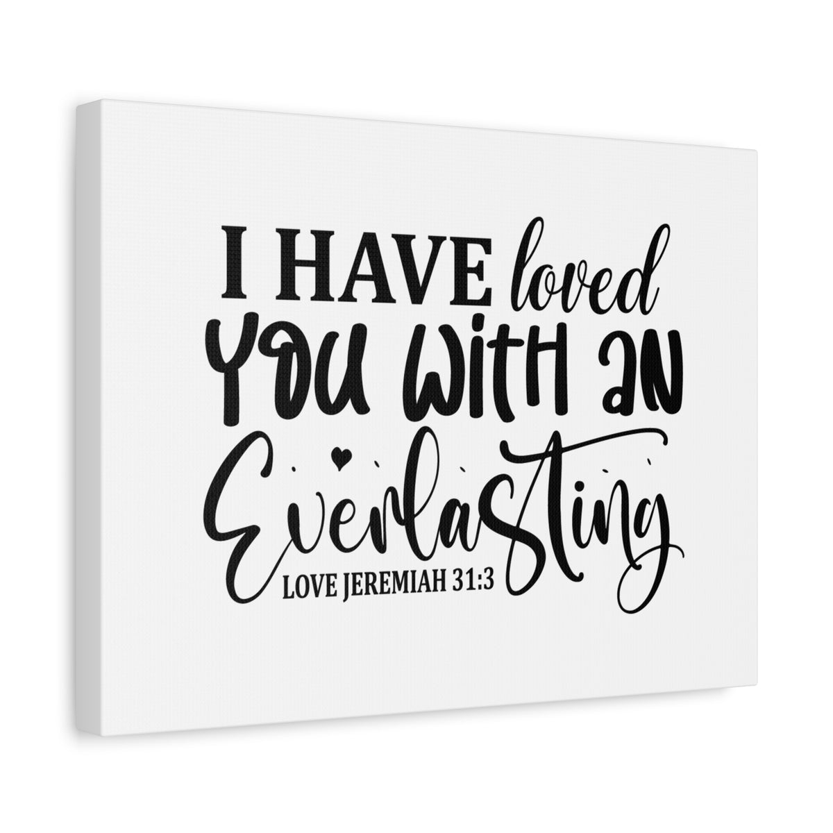Scripture Canvas Everlasting Love Jeremiah 31:3 Christian Wall Art Bible Verse Print Ready to Hang