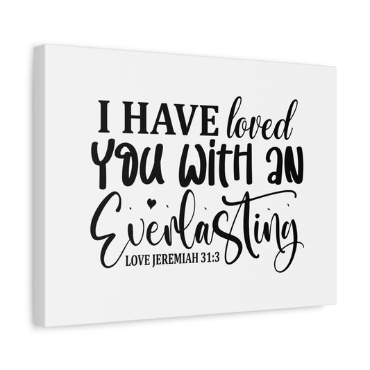 Scripture Canvas Everlasting Love Jeremiah 31:3 Christian Wall Art Bible Verse Print Ready to Hang