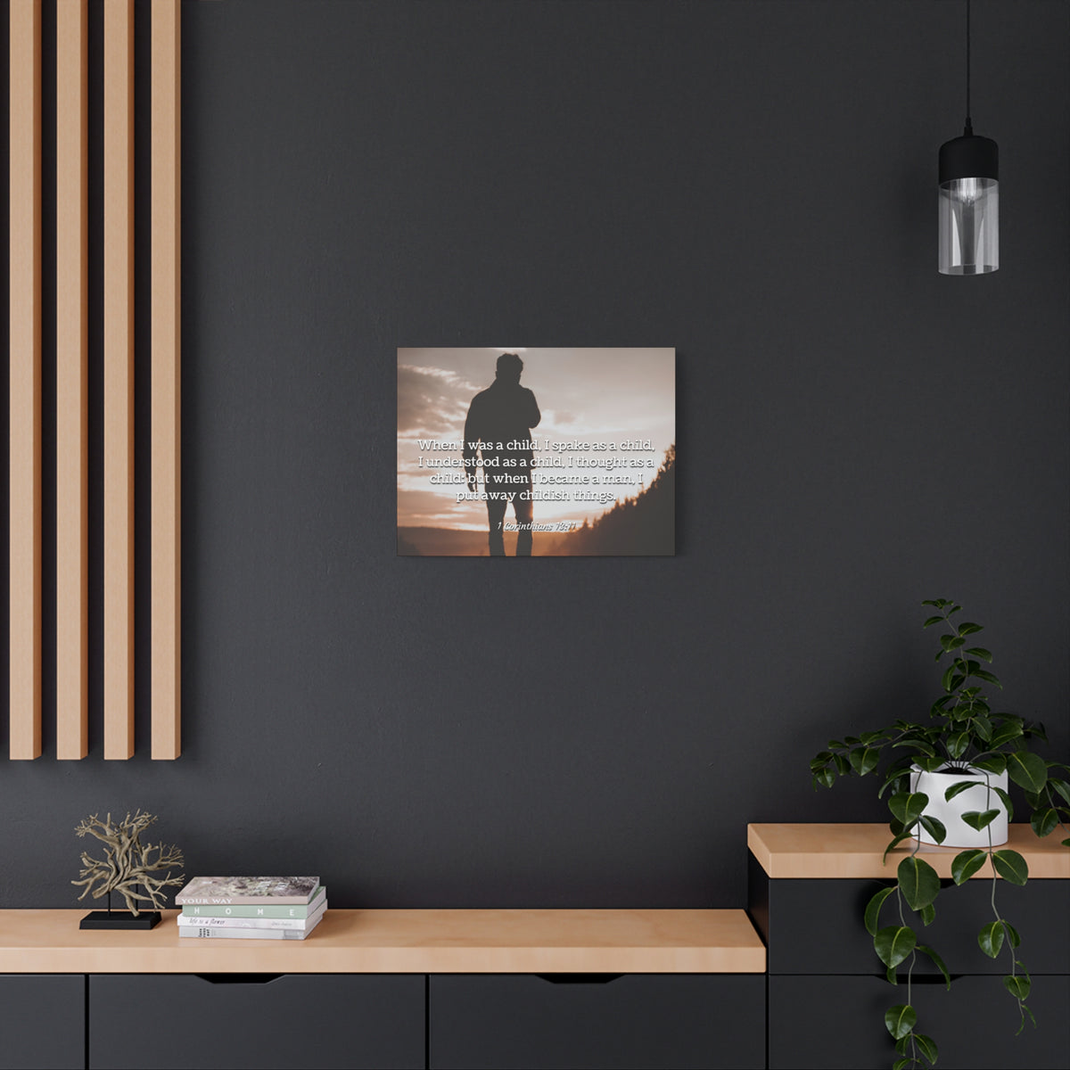 Scripture Canvas Childish Things 1 Corinthians 13:11 Christian Wall Art Bible Verse Print Ready to Hang