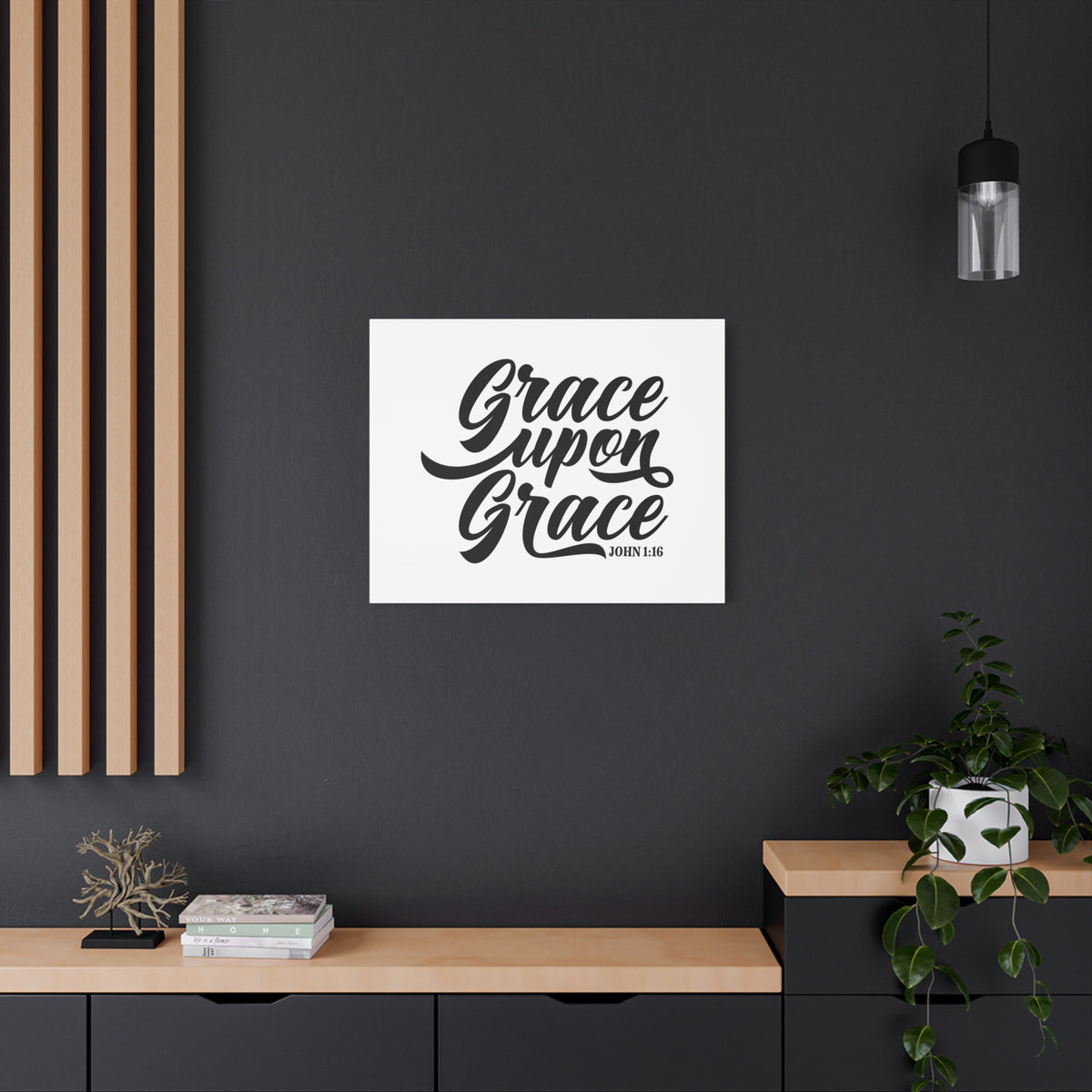 Scripture Canvas Grace Upon Grace John 1:16 Christian Wall Art Bible Verse Print Ready to Hang