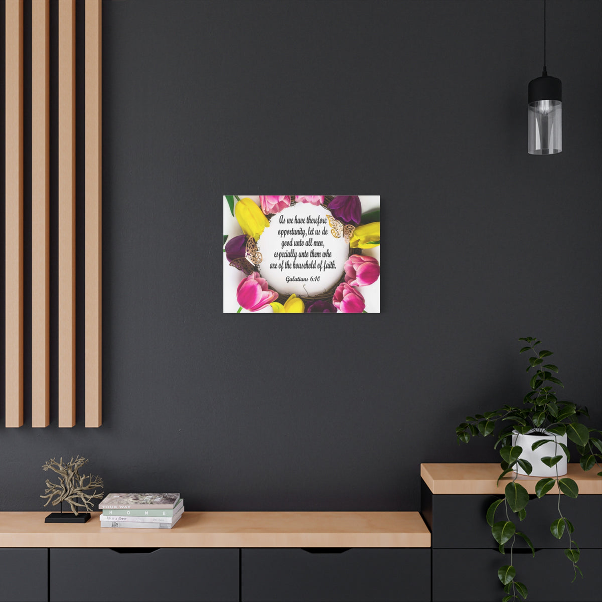 Scripture Canvas Household of Faith Galatians 6:10 Christian Wall Art Bible Verse Print Ready to Hang