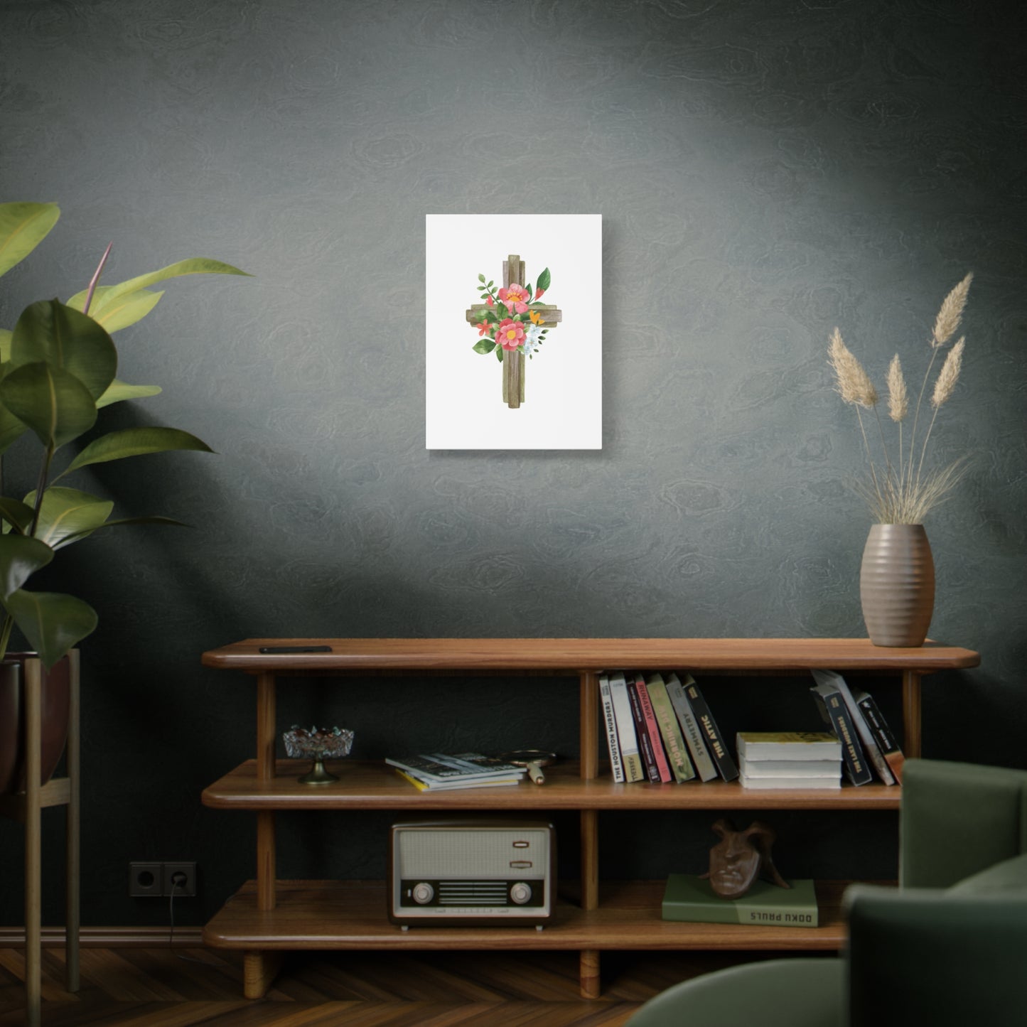 Scripture Canvas Flower Cross Psalms 103:15 Christian Wall Art Bible Verse Print Ready to Hang