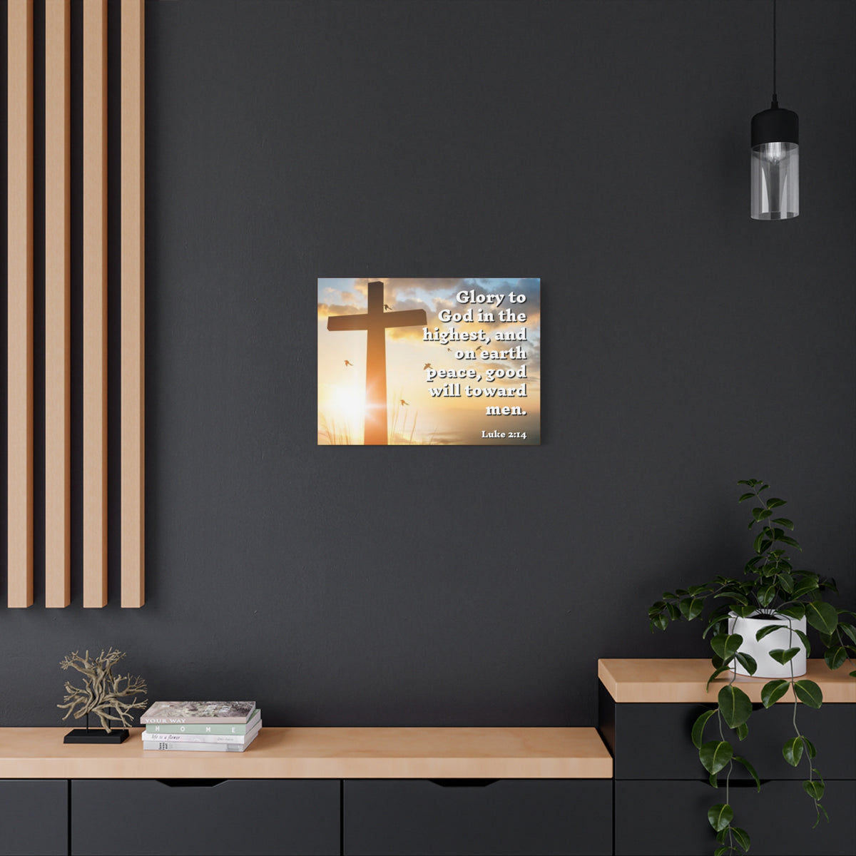 Scripture Canvas Glory To God Luke 2:14 Christian Wall Art Bible Verse Print Ready to Hang