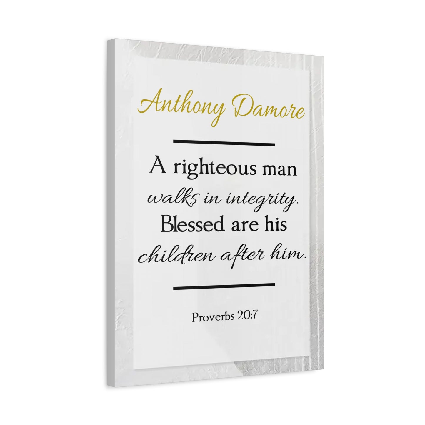 Scripture Walls Personalized A Righteous Man Proverbs 20:7 Bible Chapter Canvas Christian Wall Art Ready to Hang