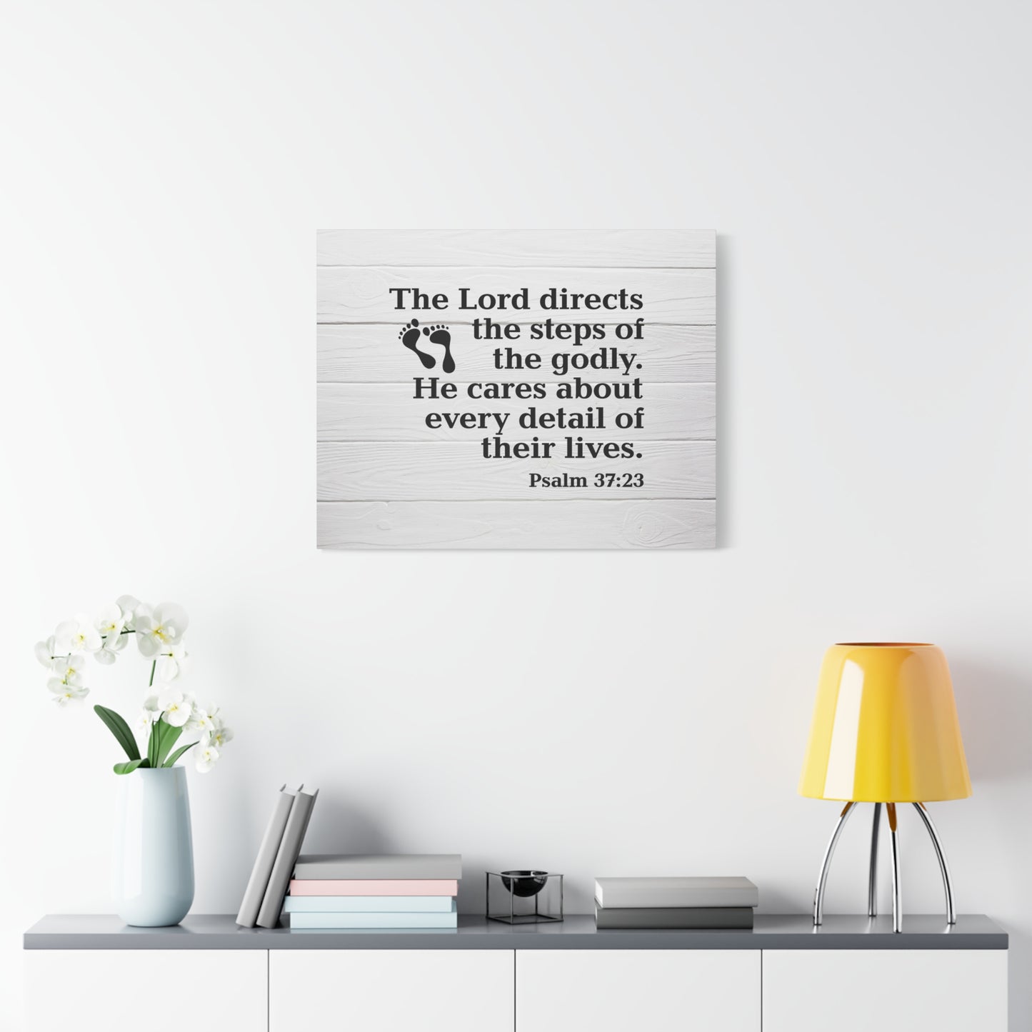 Bible Verse Canvas Lord Directs the Steps Psalm 37:23 Wall Art Christian Home Decor