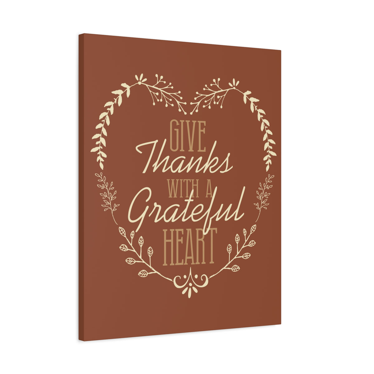 Scripture Canvas Grateful Heart 1 Thessalonians 5:18 Red Brown Christian Wall Art Bible Verse Print Ready to Hang