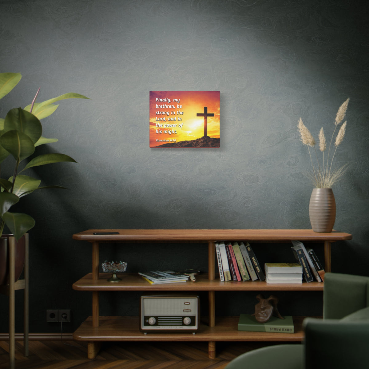Scripture Canvas Be Strong Ephesians 6:10 Christian Wall Art Bible Verse Print Ready to Hang