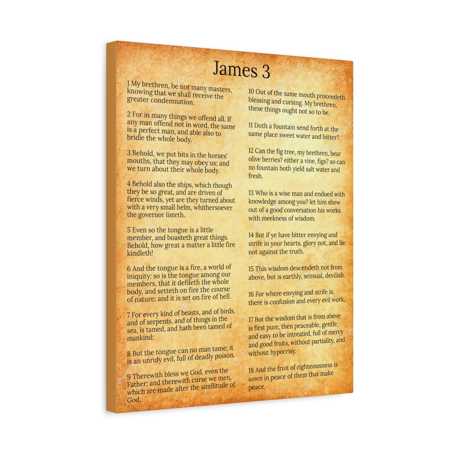 Scripture Walls James 3 Chapter Gold Control The Tongue Christian Wall Art Print Ready to Hang Unframed