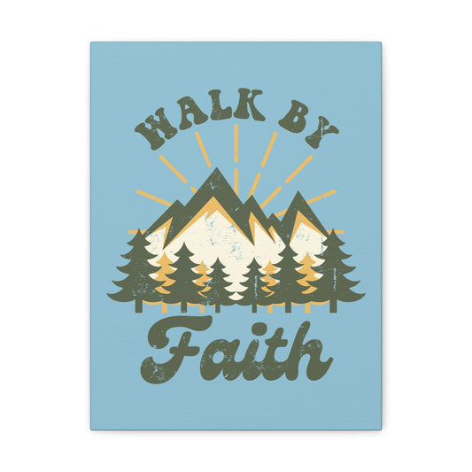 Walk By Faith 2 Corinthians 5:7 Mountain Rays Christian Wall Art Bible Verse Print Ready to Hang