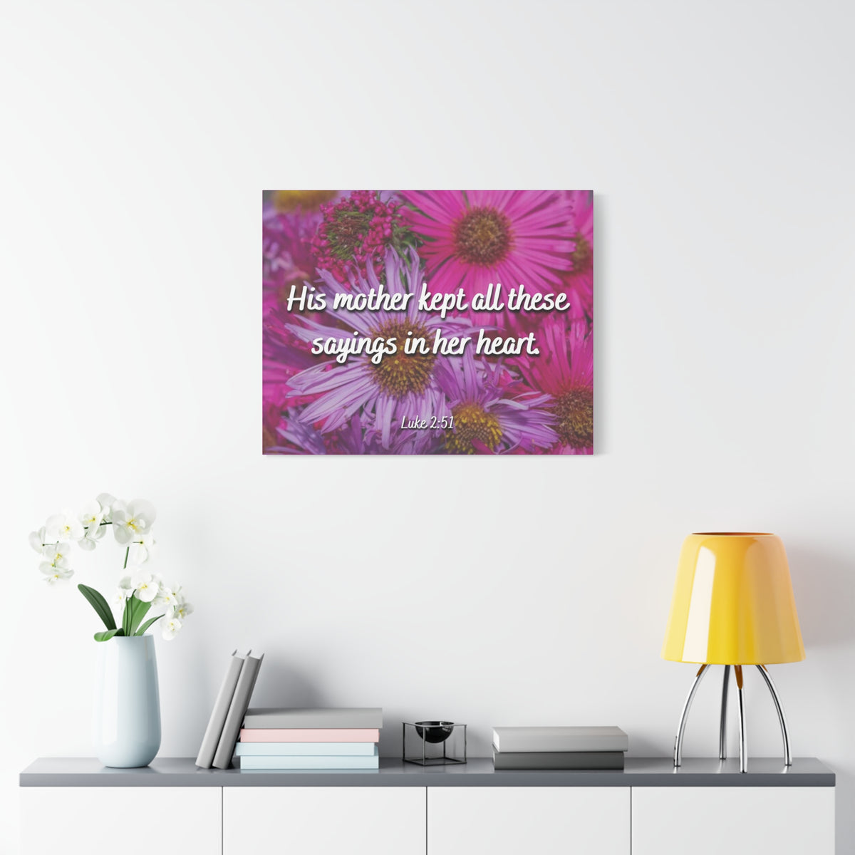 Scripture Canvas Sayings In Her Heart Luke 2:51 Christian Wall Art Bible Verse Print Ready to Hang