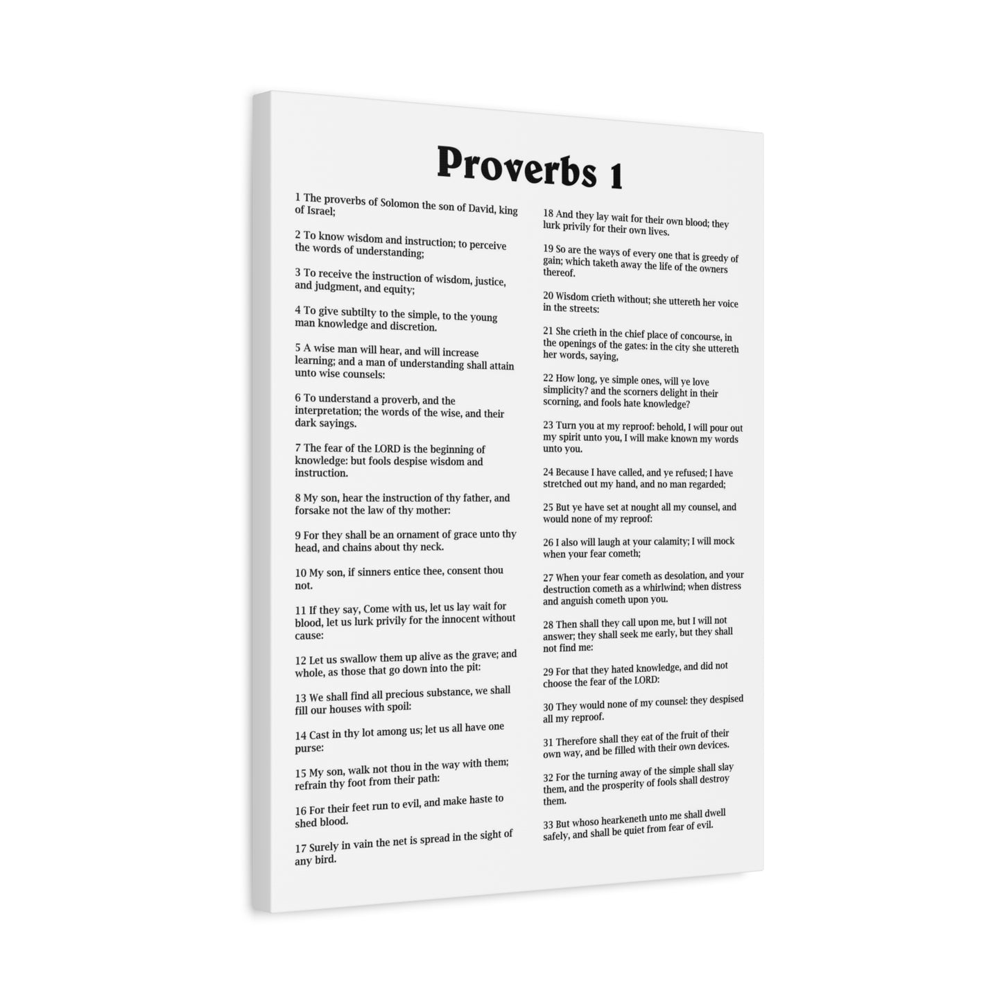 Scripture Walls Proverbs Chapter 1 White Bible Canvas Christian Wall Art Ready to Hang Unframed