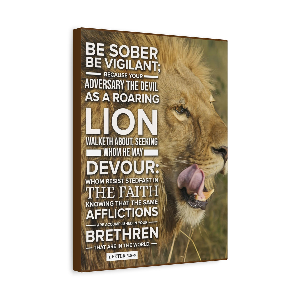 Scripture Canvas Be Vigilant 1 Peter 5:89 Christian Wall Art Bible Verse Print Ready to Hang