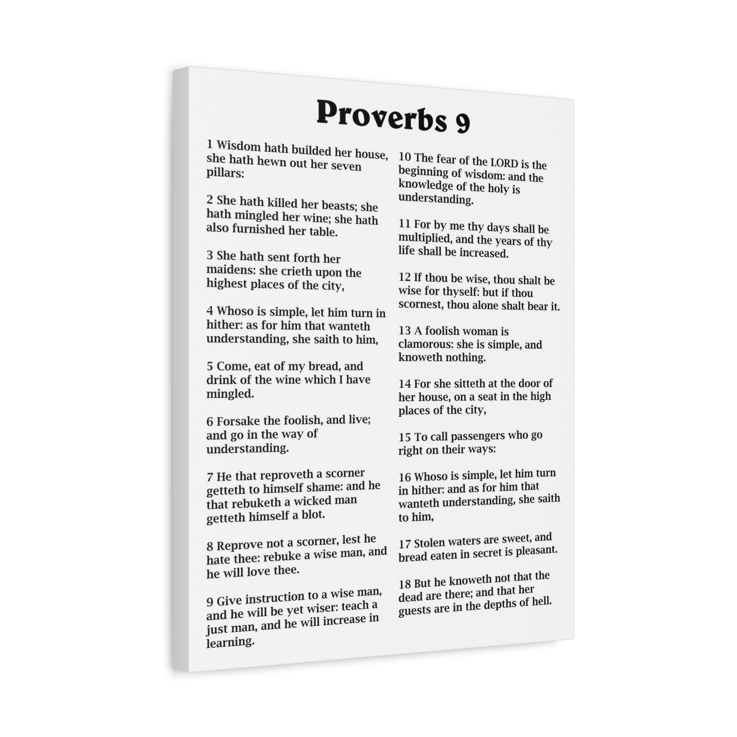 Scripture Walls Proverbs Chapter 9 White Bible Canvas Christian Wall Art Ready to Hang Unframed