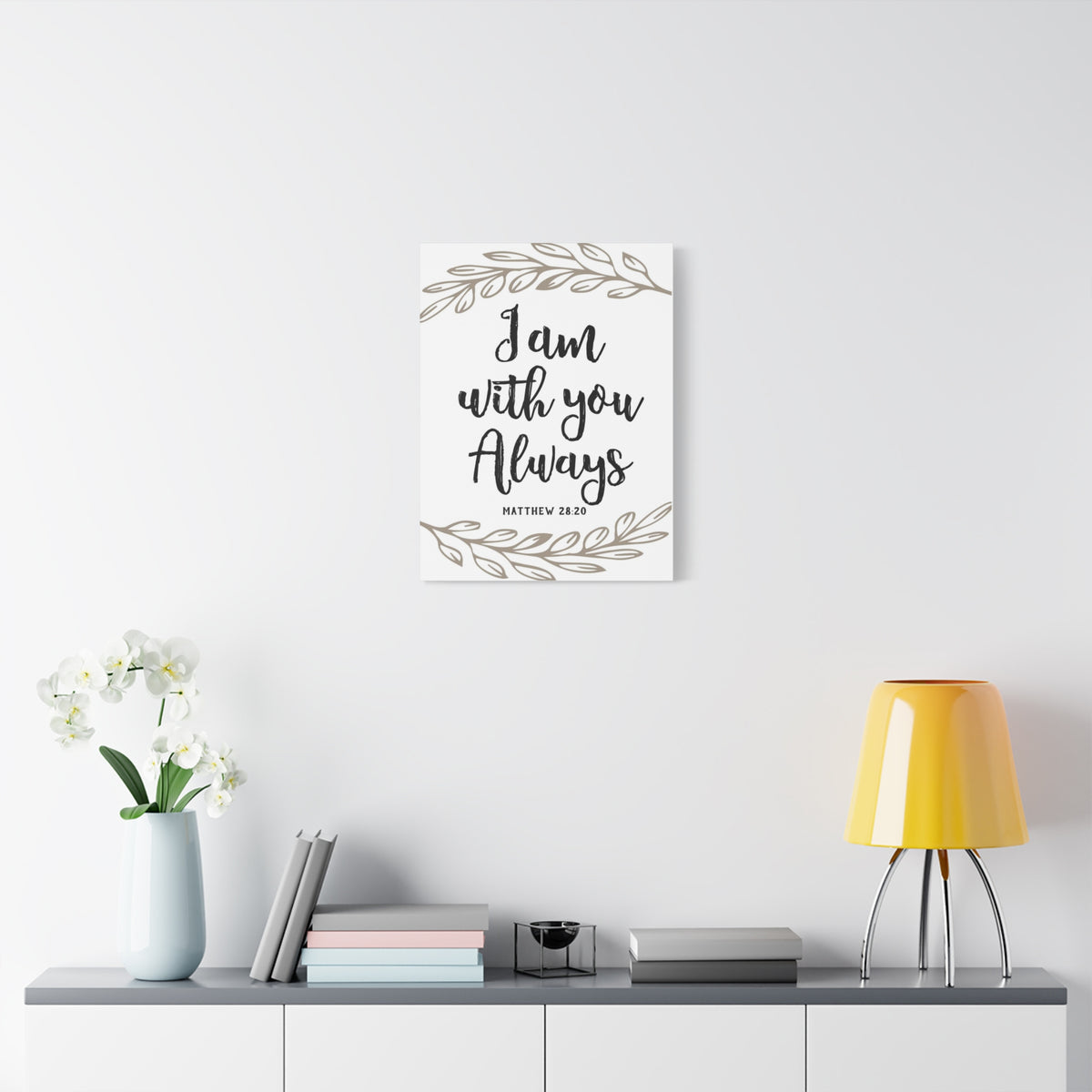 Scripture Canvas With You Always Brown Branch Matthew 28:20 Christian Wall Art Bible Verse Print Ready to Hang