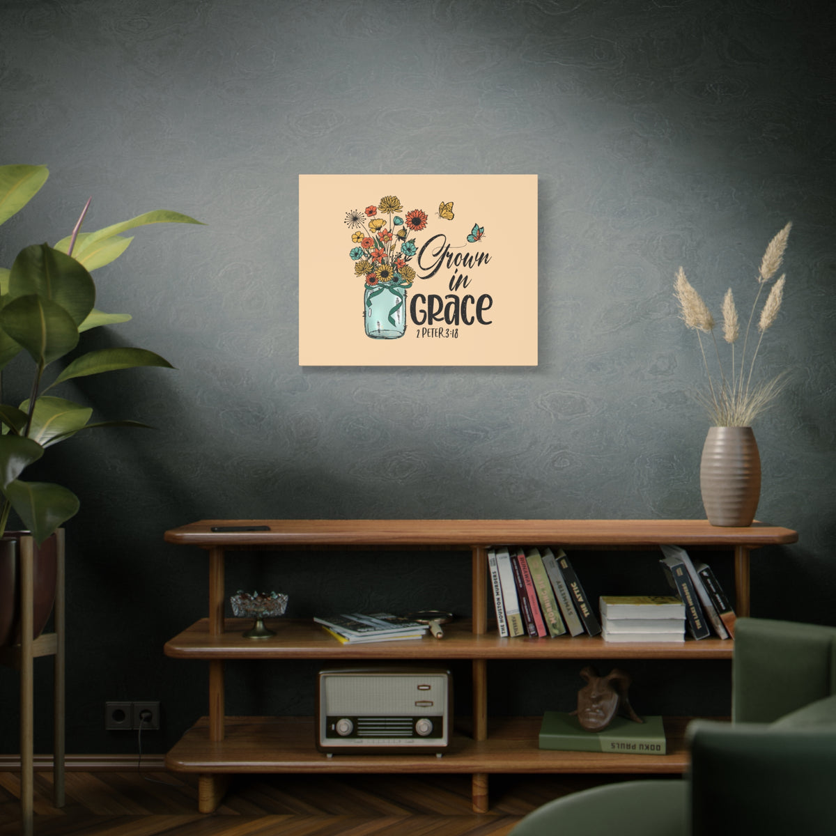 Scripture Canvas Grown In Grace 2 Peter 3:18 Christian Wall Art Bible Verse Print Ready to Hang