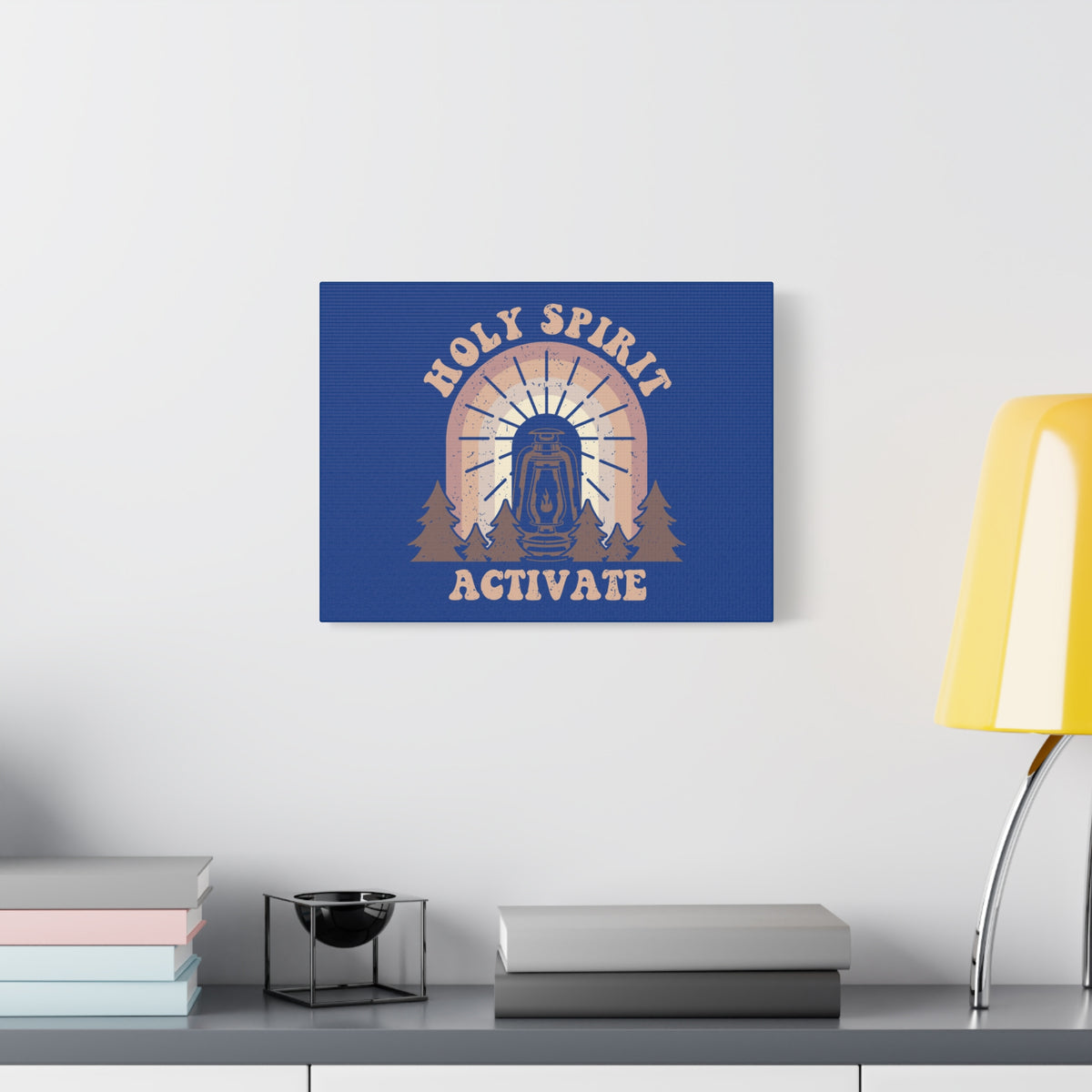 Scripture Canvas Holy Spirit Activate Acts 2:38 Blue Christian Wall Art Bible Verse Print Ready to Hang
