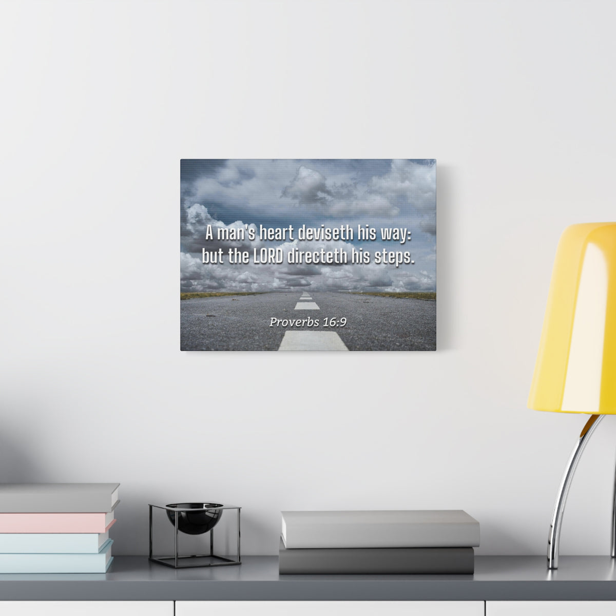 Scripture Canvas Directeth His Steps Proverbs 16:9 Christian Wall Art Bible Verse Print Ready to Hang