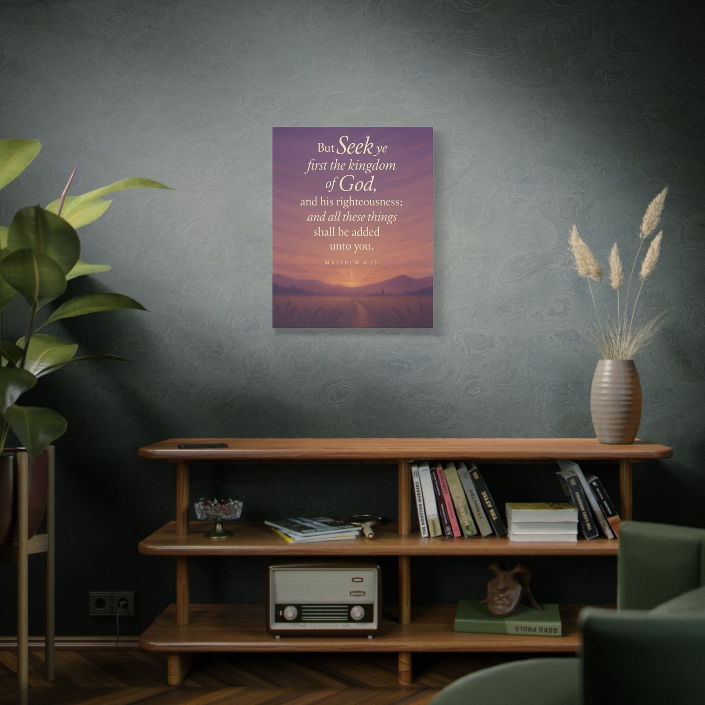 Bible Verse Canvas Matthew 6:33 Christian Home Décor Wall Art Scripture Ready to Hang Faith Print