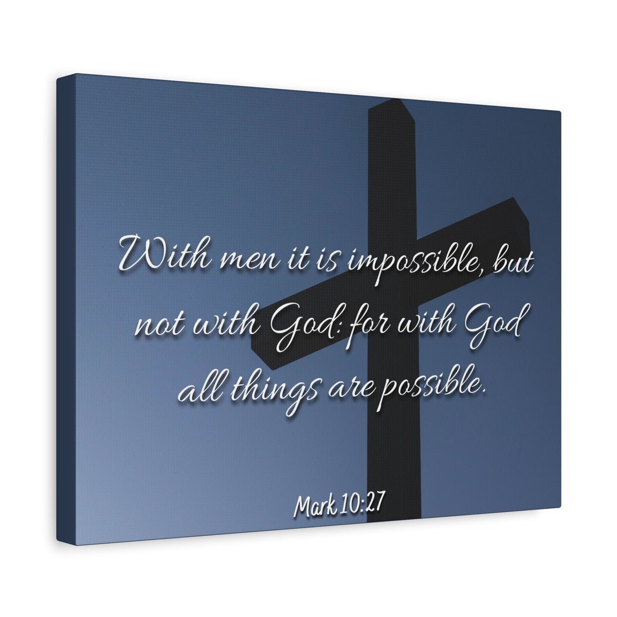 Scripture Canvas Possible Mark 10:27 Christian Wall Art Bible Verse Print Ready to Hang