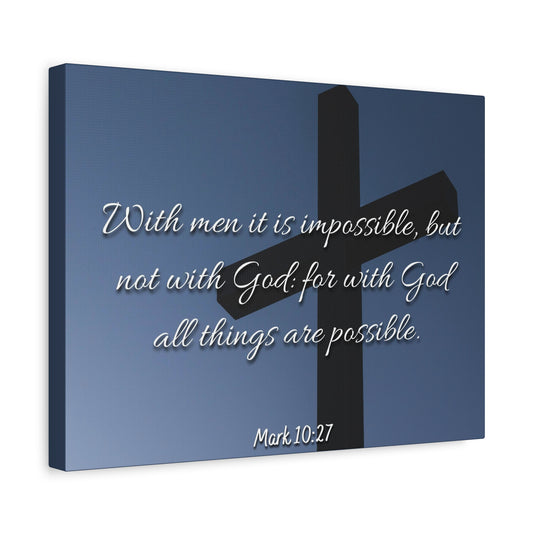 Scripture Canvas Possible Mark 10:27 Christian Wall Art Bible Verse Print Ready to Hang