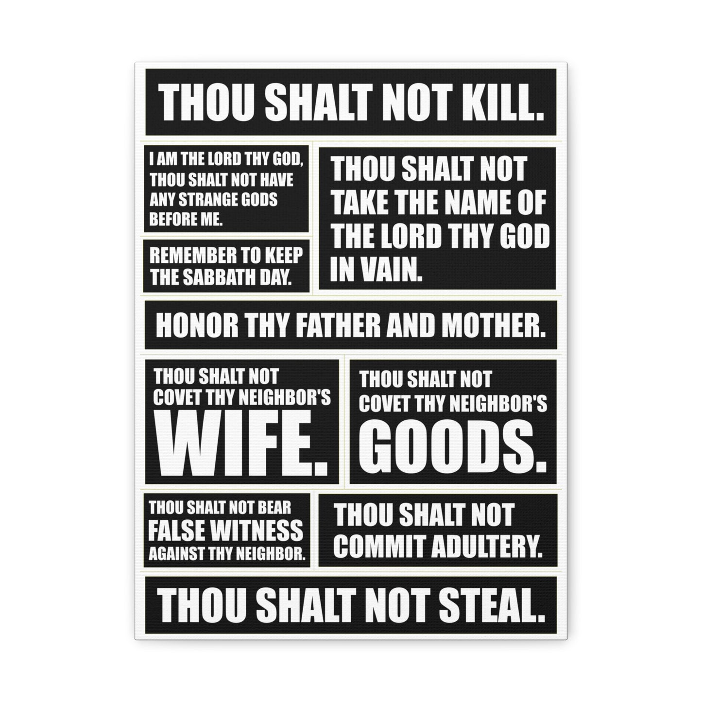 The Ten Commandments Deuteronomy 4:13 Christian Wall Art Print Ready to Hang