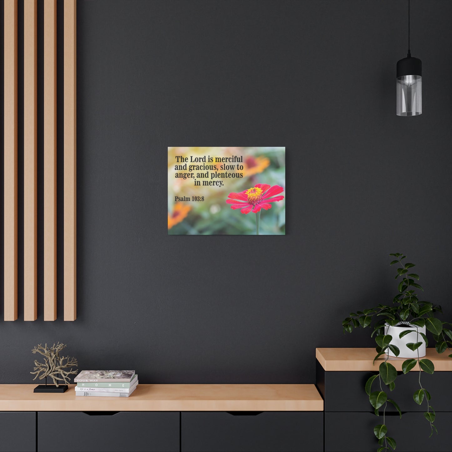 Scripture Canvas The Lord is Merciful and Gracious Psalm 103:8 Christian Wall Art Bible Verse Print Ready to Hang
