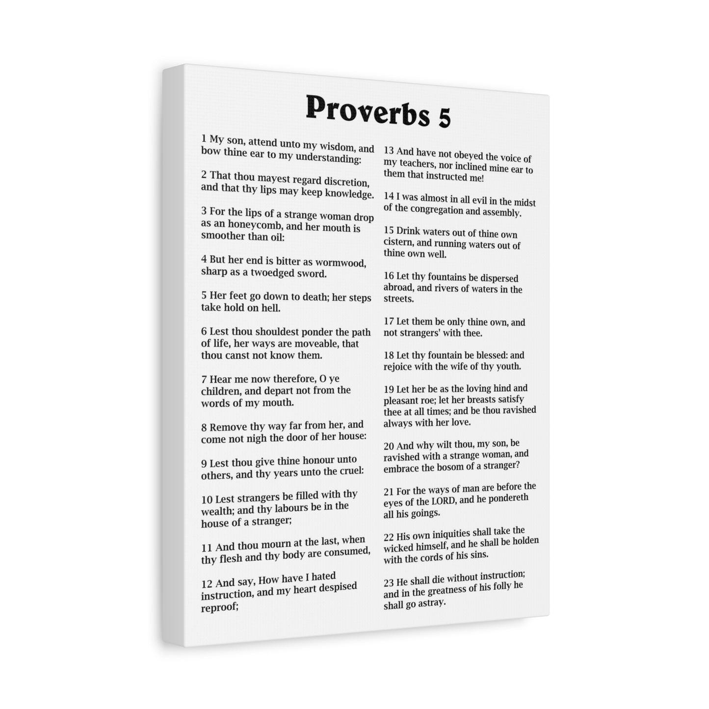 Scripture Walls Proverbs Chapter 5 White Bible Canvas Christian Wall Art Ready to Hang Unframed