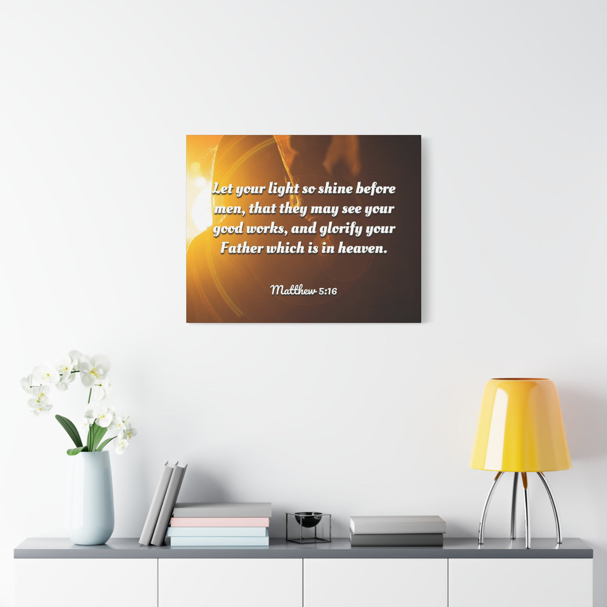 Scripture Canvas Glorify Your Father Matthew 5:16 Christian Wall Art Bible Verse Print Ready to Hang