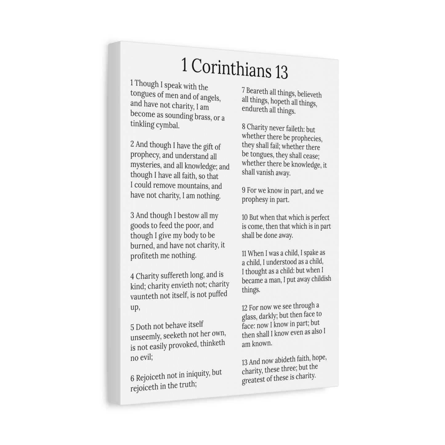 Scripture Walls 1 Corinthians 13 Love Chapter White Christian Wall Art Print Ready to Hang Unframed