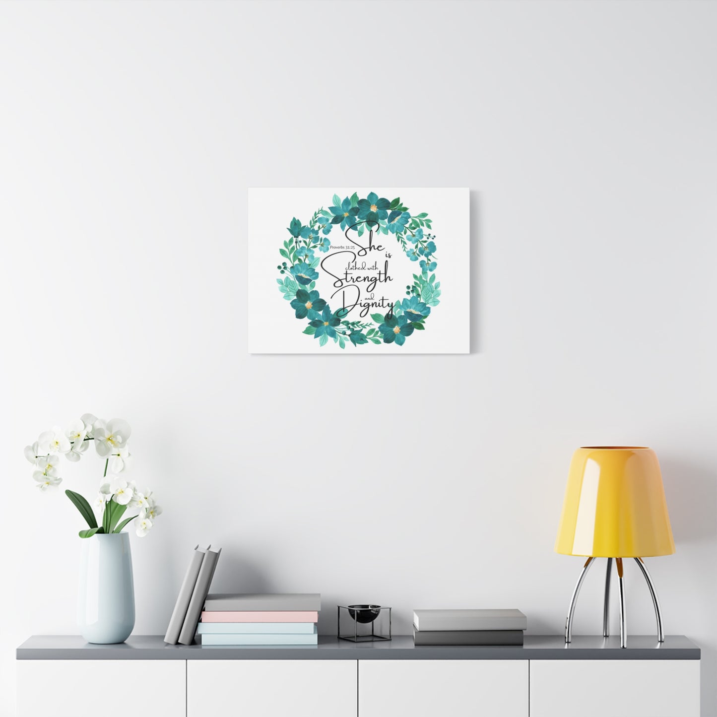 Scripture Walls Proverbs 31:25 Strength And Dignity Within Her Bible Verse Canvas Christian Wall Art Ready to Hang Unframed
