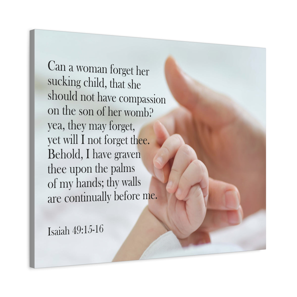 Scripture Canvas Never Forgotten Isaiah 49:15-16 Christian Wall Art Bible Verse Print Ready to Hang