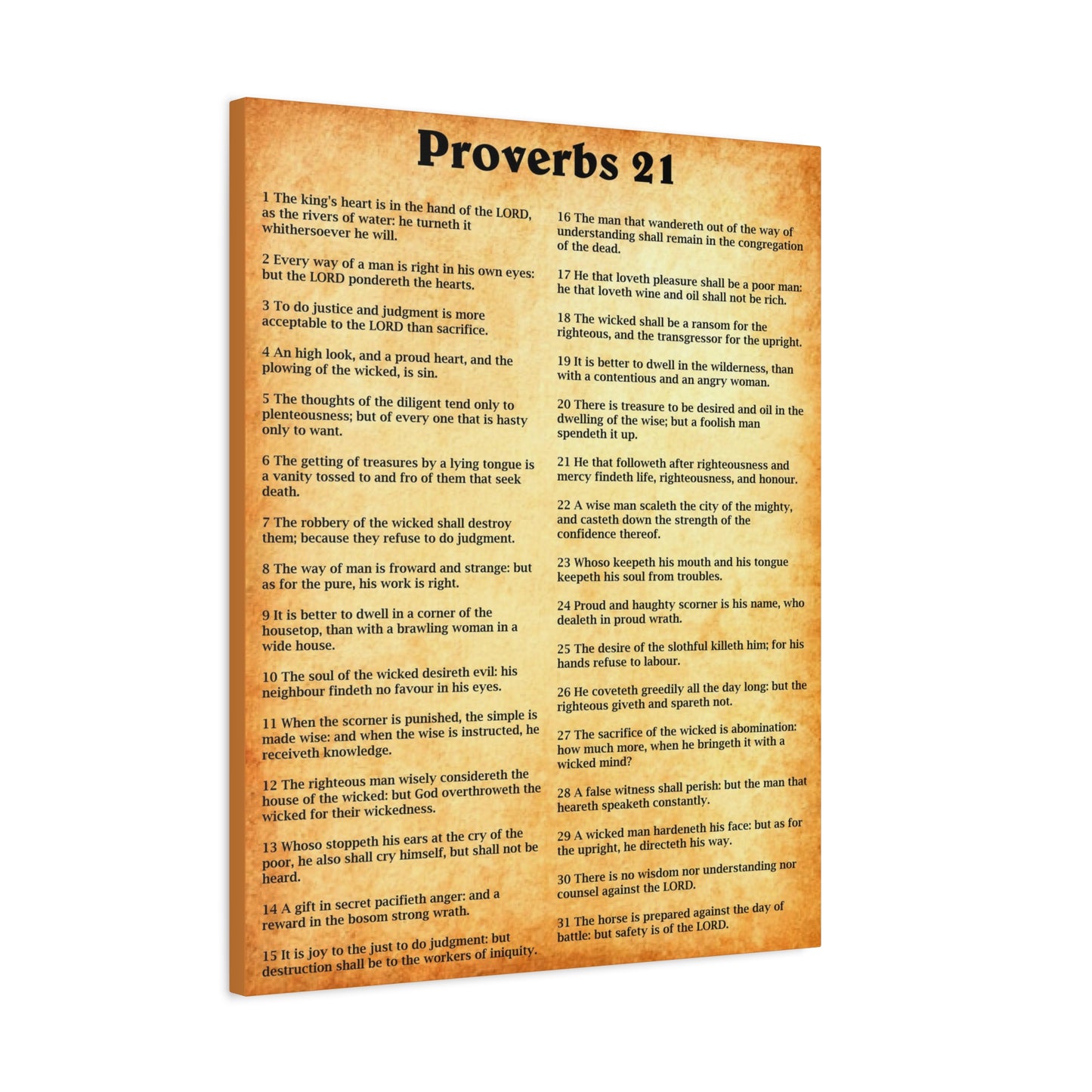 Scripture Walls Proverbs Chapter 21 Gold Bible Canvas Christian Wall Art Ready to Hang Unframed
