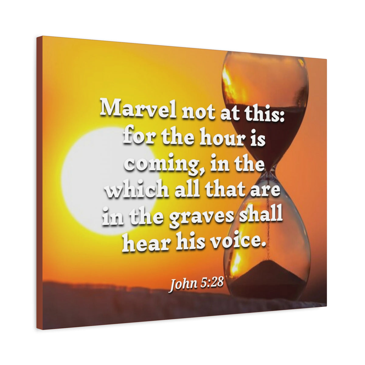 Scripture Canvas Hear His Voice John 5:28 Christian Wall Art Bible Verse Print Ready to Hang