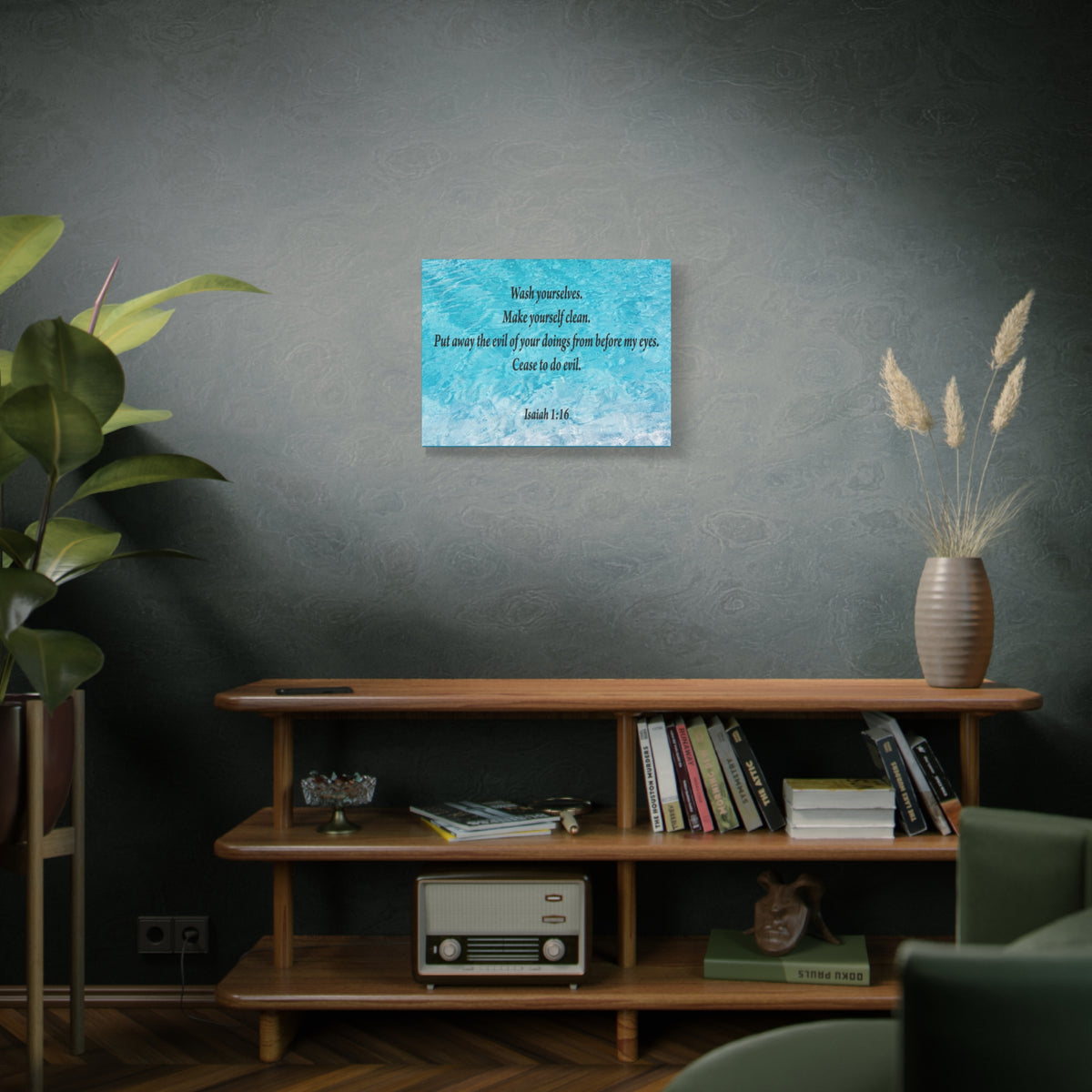 Scripture Canvas Wash Yourselves Isaiah 1:16 Christian Wall Art Bible Verse Print Ready to Hang