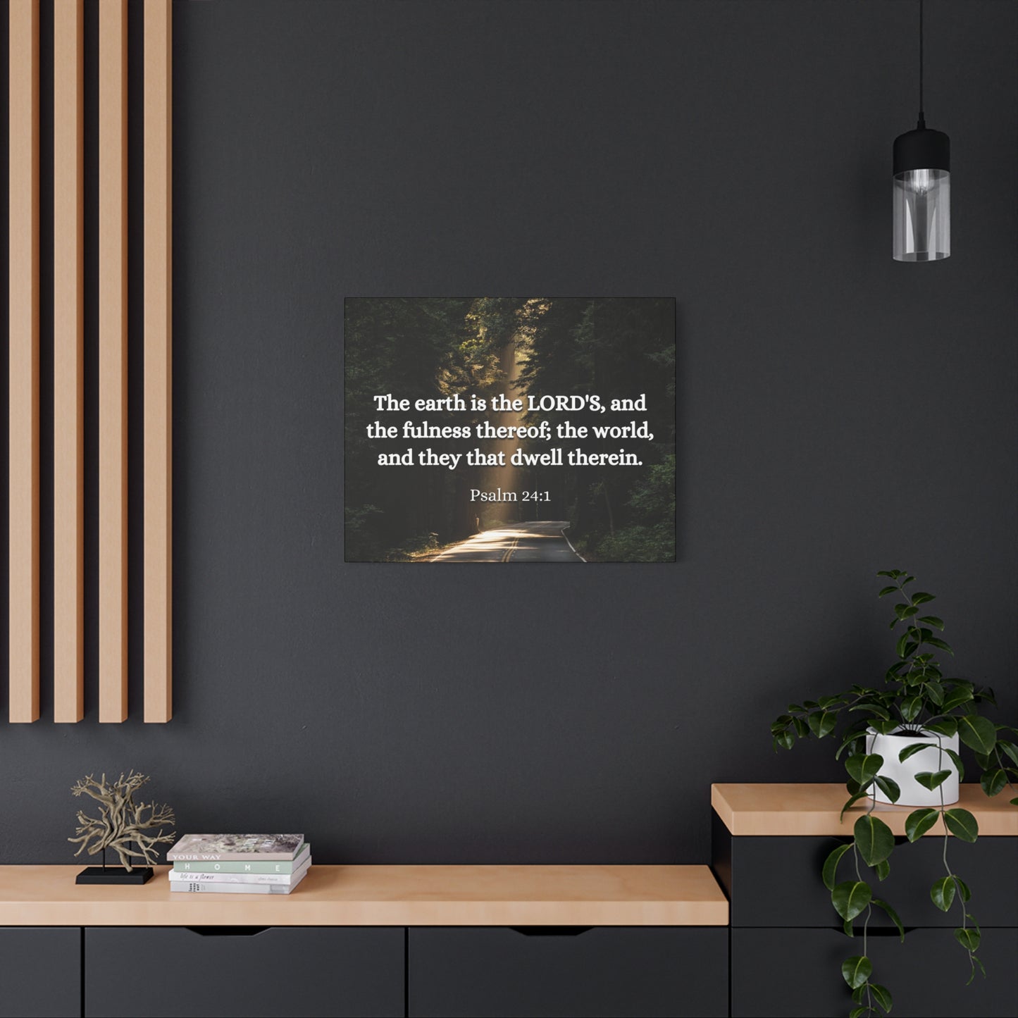 Scripture Canvas The World Psalm 24:1 Christian Wall Art Bible Verse Print Ready to Hang