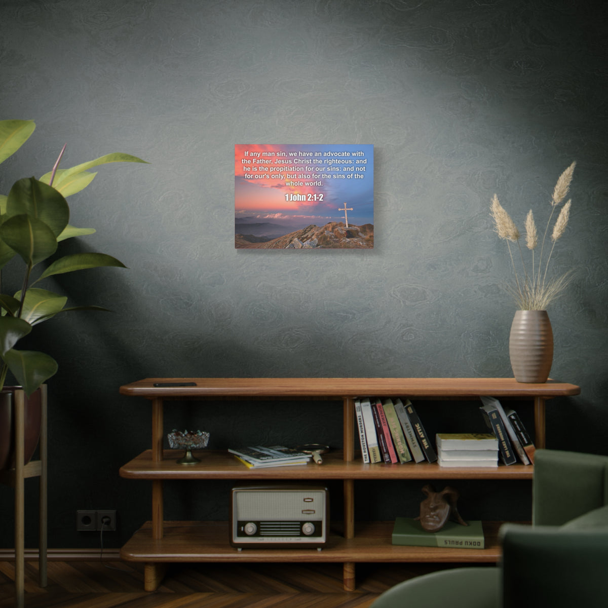 Scripture Canvas Jesus Christ The Righteous 1 John 2:1-2 Christian Wall Art Bible Verse Print Ready to Hang