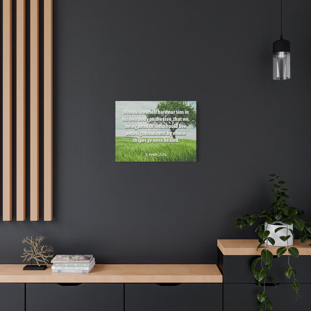 Scripture Canvas Live Unto Righteousness 1 Peter 2:24 Christian Wall Art Bible Verse Print Ready to Hang