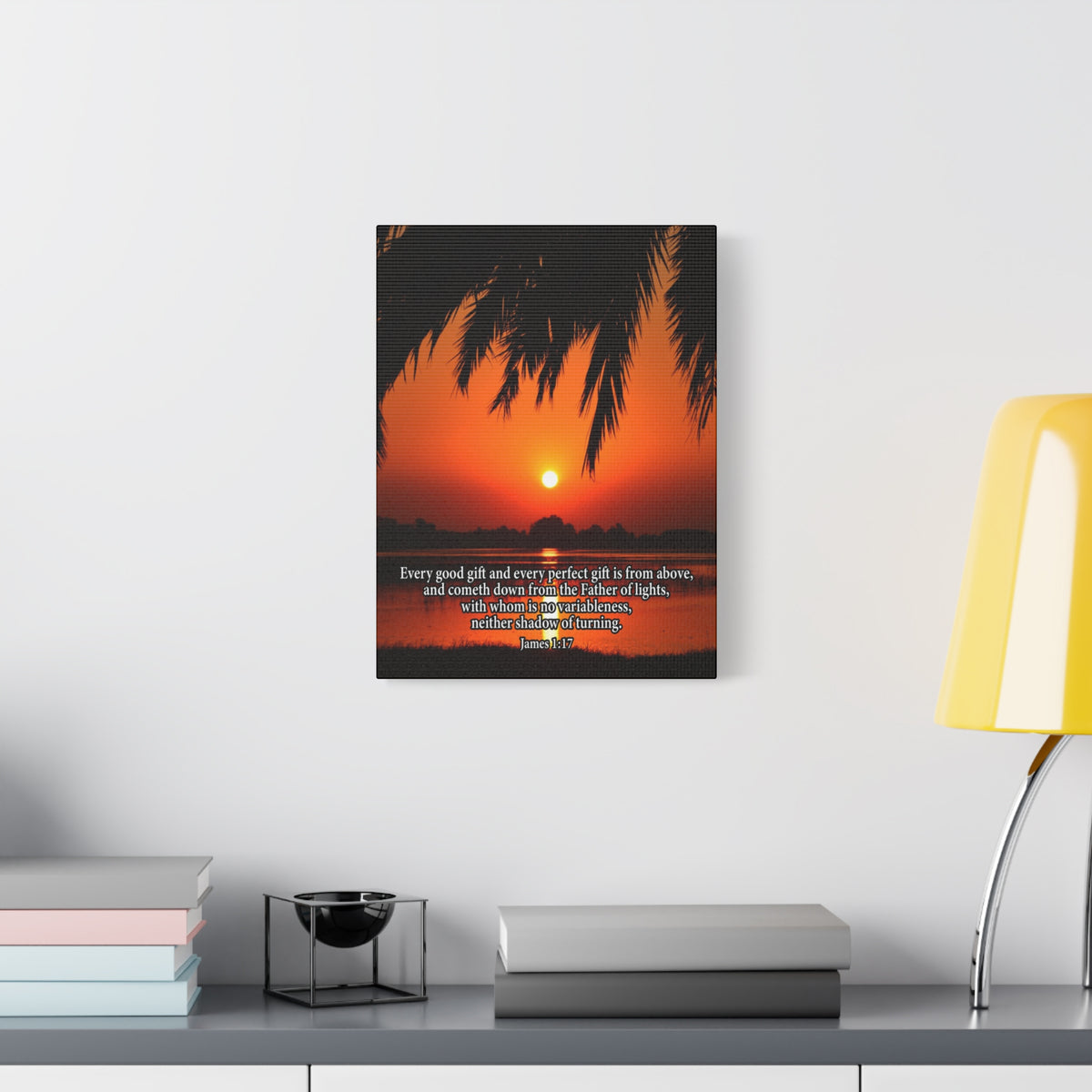 Scripture Canvas Every Perfect Gift is From Above James 1:17 Christian Wall Art Bible Verse Print Ready to Hang