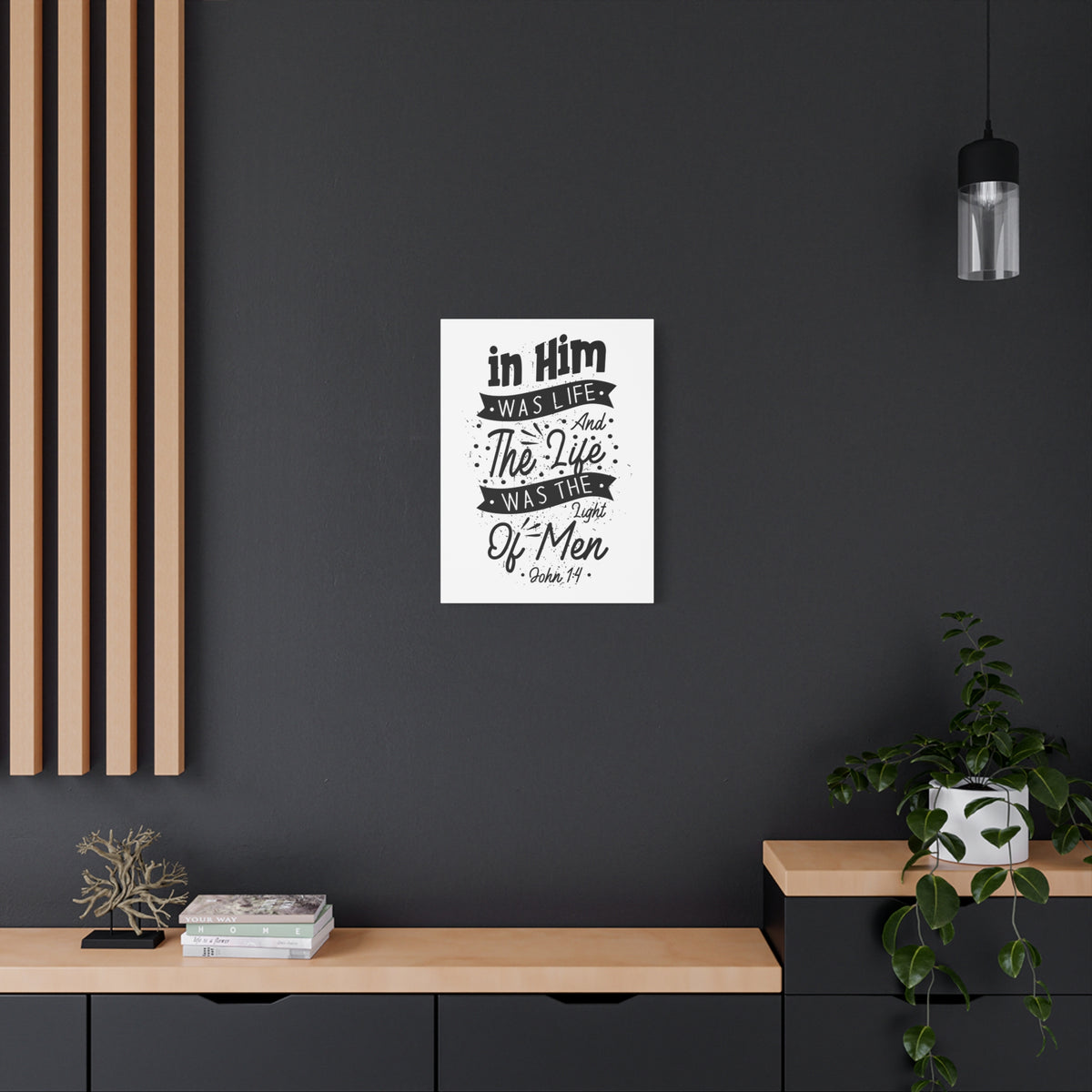 Scripture Canvas In Him Was Life John 1:4 Christian Wall Art Bible Verse Print Ready to Hang