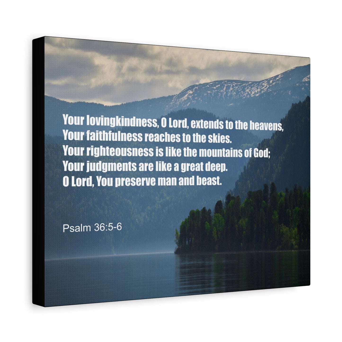 Scripture Canvas Your Lovingkindness Psalm 36:5-6 Christian Wall Art Bible Verse Print Ready to Hang
