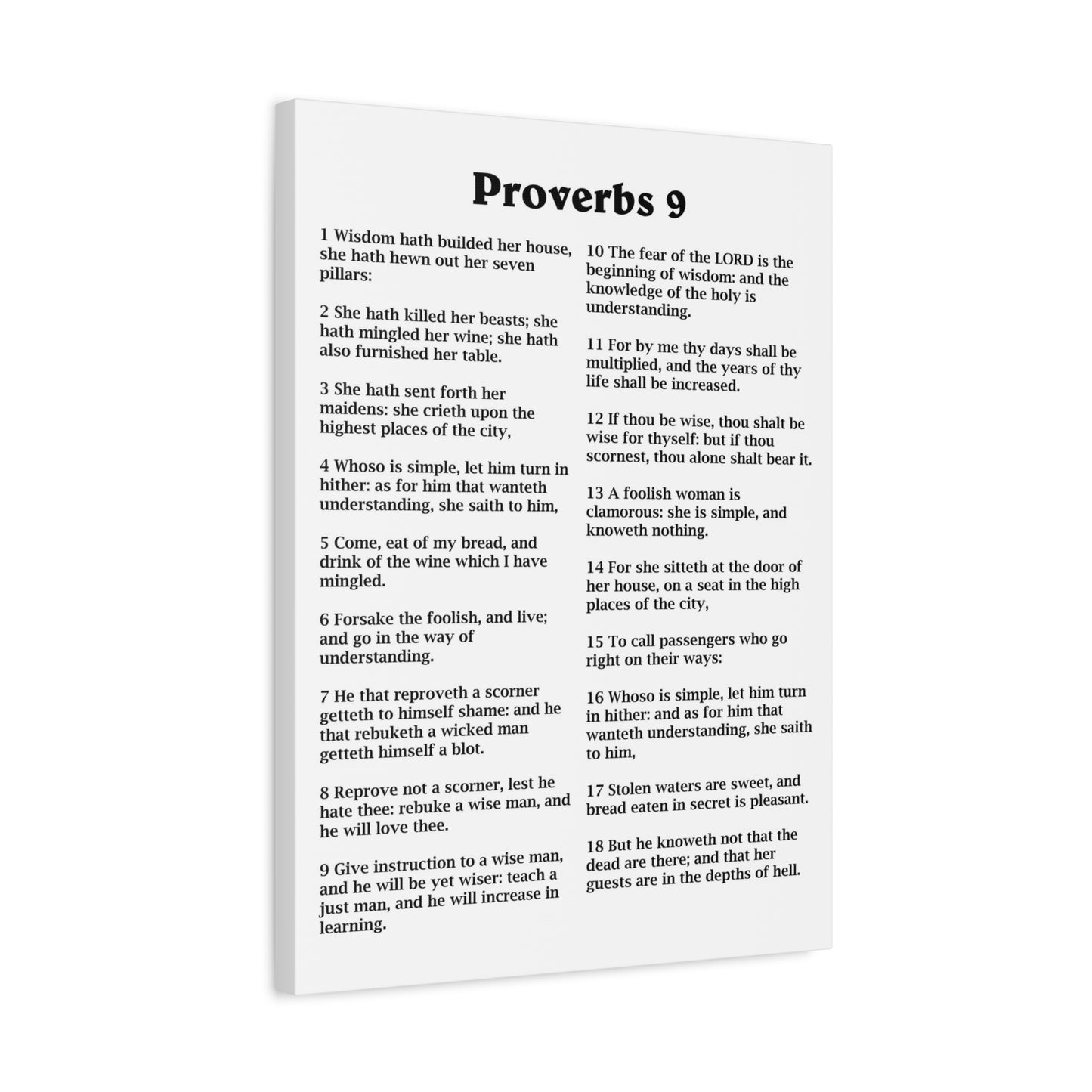 Scripture Walls Proverbs Chapter 9 White Bible Canvas Christian Wall Art Ready to Hang Unframed