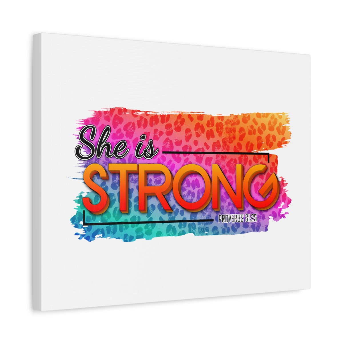 Scripture Canvas She Is Strong Proverbs 31:25 Christian Wall Art Bible Verse Print Ready to Hang