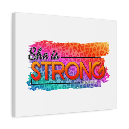 Scripture Canvas She Is Strong Proverbs 31:25 Christian Wall Art Bible Verse Print Ready to Hang