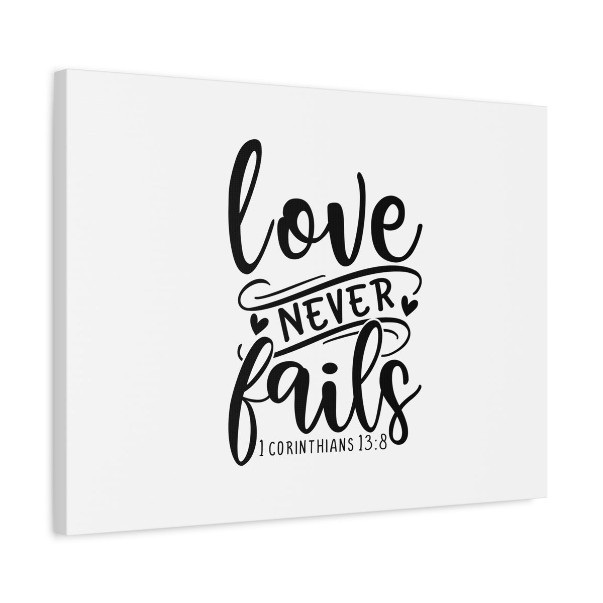 Scripture Canvas Love Never Fails 1 Corinthians 13:8 Christian Wall Art Bible Verse Print Ready to Hang